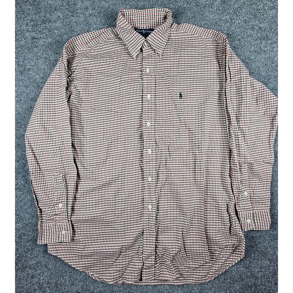 Ralph‎ Lauren Blake Red & Green Long Sleeve Button Down Shirt Mens L